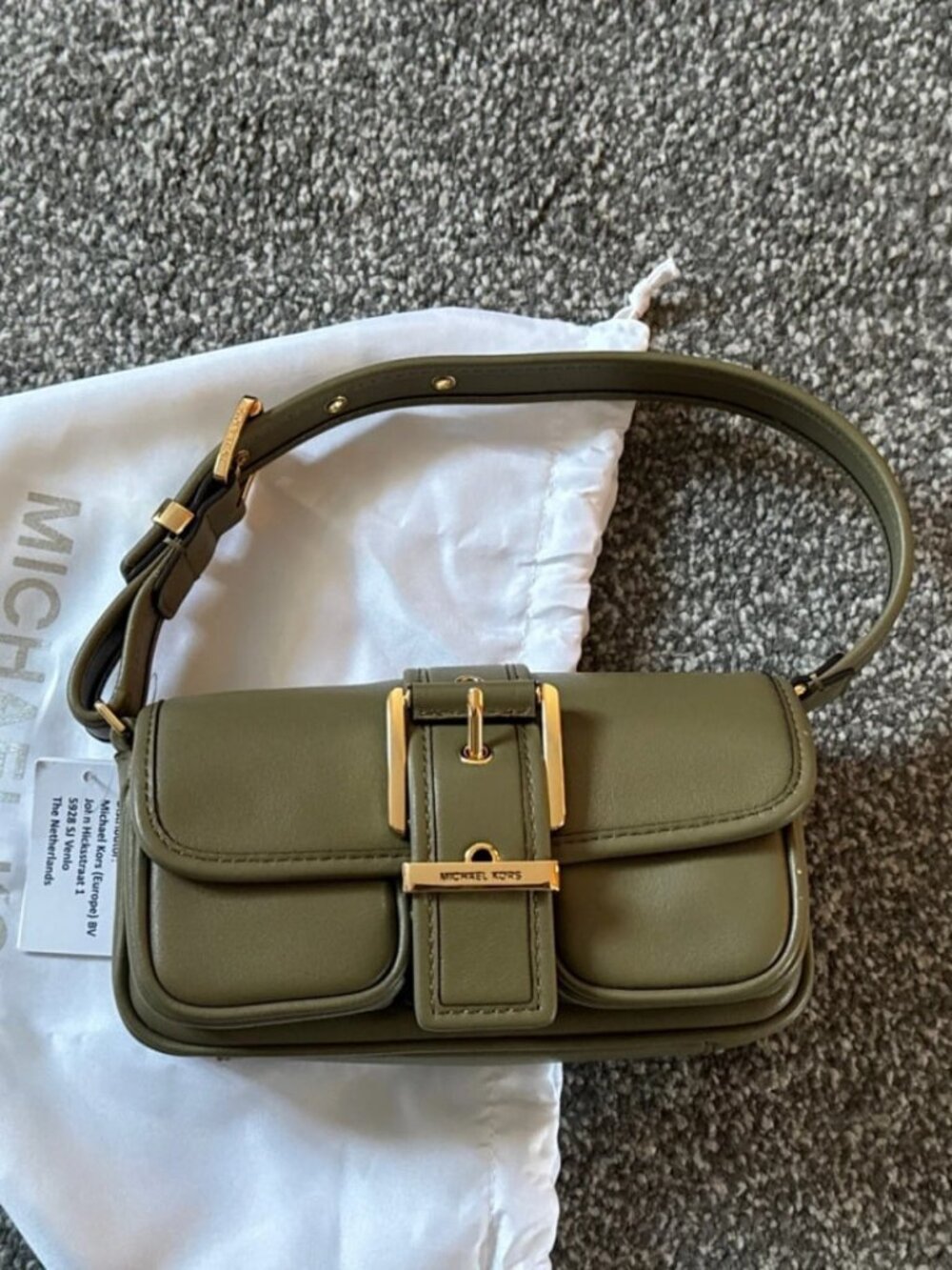 Michael Kors Colby Extra-Small Leather Shoulder Bag Safari Green